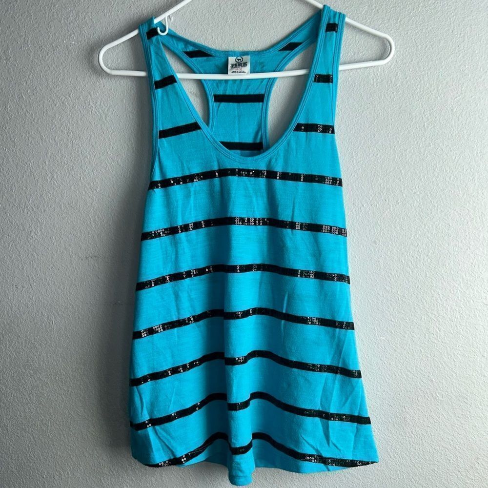 Victoria’s Secret Blue & Black Striped Sequin Tank​​